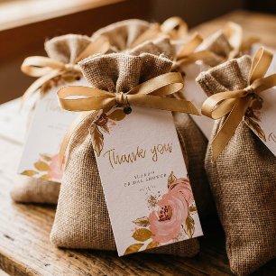 Rose Gold Floral Glitter Bridal Shower Favour Tags