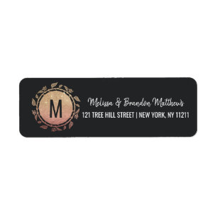 Rose Gold Floral Gold Glitter Ombre Address Return Address Label