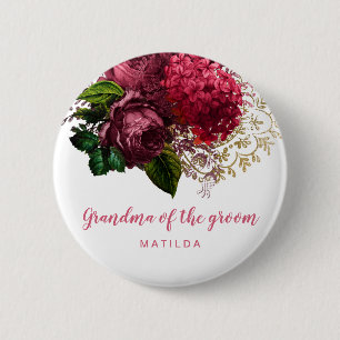 Rose gold floral grandma mother of the groom 6 cm round badge