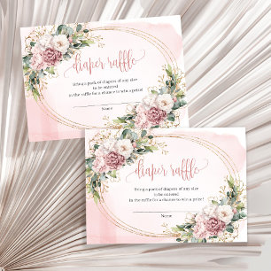 Rose Gold Floral Greenery Baby Shower Raffle Slip Enclosure Card