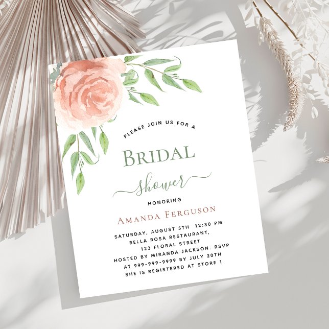 Rose gold floral greenery Bridal Shower invitation (Creator Uploaded)