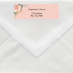 Rose gold floral greenery peach return address  return address label<br><div class="desc">A peach coloured background. Decorated with a rose gold and blush pink rose,  floral and eucalyptus greenery and faux gold foliage.  Personalise and add your name and address. Black letters.</div>