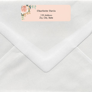Rose gold floral greenery return address  label