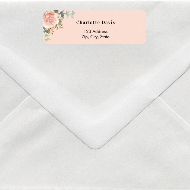 Rose gold floral greenery return address  label (Creator Uploaded)