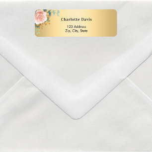 Rose gold floral greenery return address  label