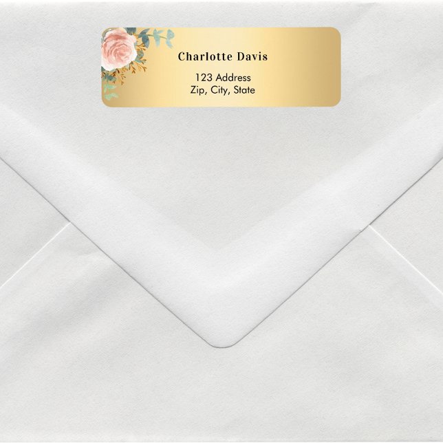 Rose gold floral greenery return address  label (Creator Uploaded)