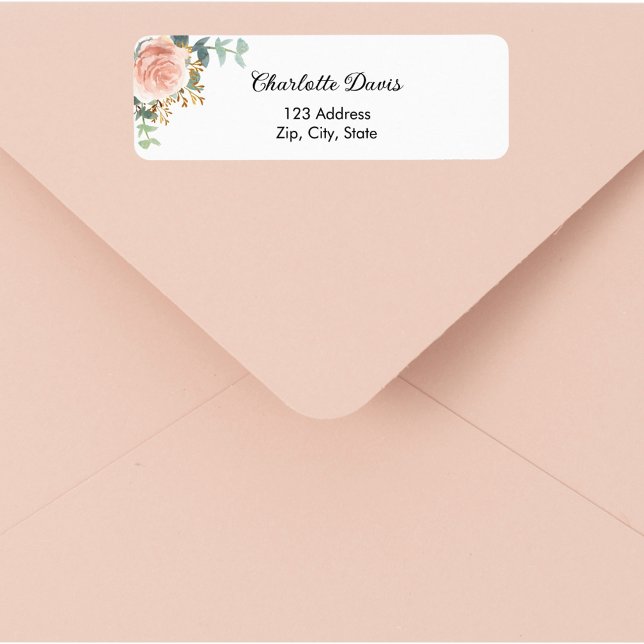Rose gold floral greenery return address  label (Creator Uploaded)