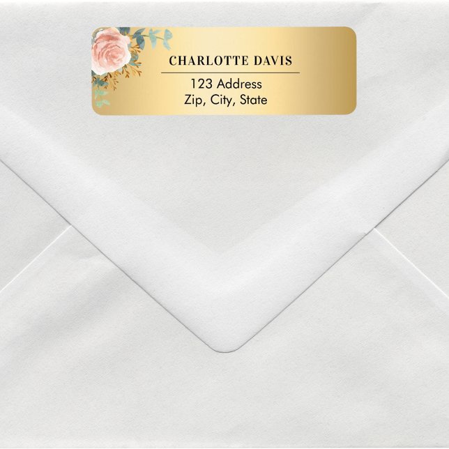 Rose gold floral greenery return address  label (Creator Uploaded)