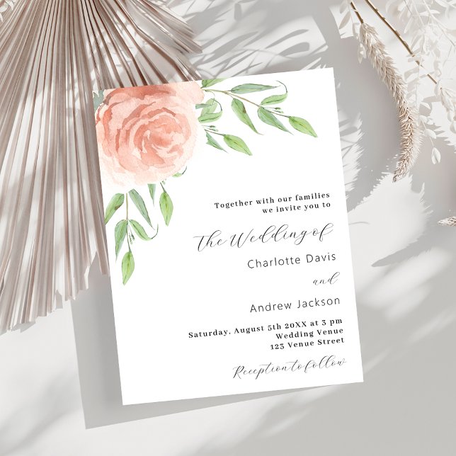 Rose gold floral greenery wedding invitation (Creator Uploaded)