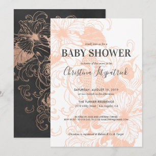 Rose Gold Floral Koi   Baby Shower Invitation
