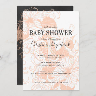 Rose Gold Floral Koi Baby Shower Invitation