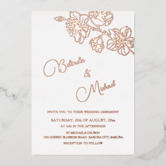 Rose Gold Floral Line Art | Photo Wedding