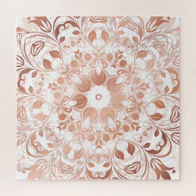Rose Gold Floral Mandala Jigsaw Puzzle (Vertical)