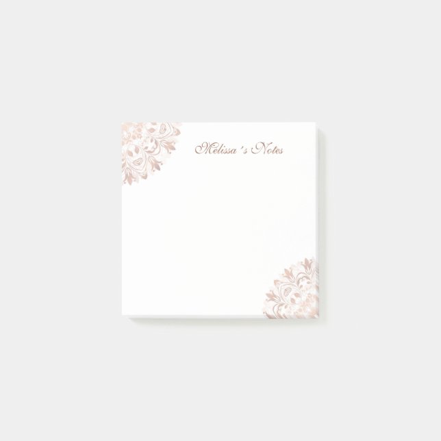 Rose Gold Floral Mandala Post-it Notes (Front)