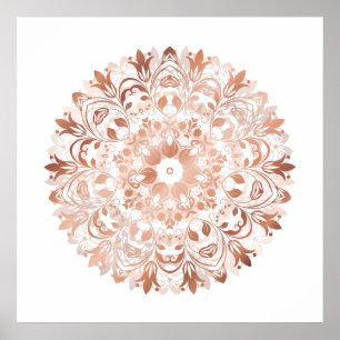 Rose Gold Floral Mandala Poster