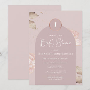 Rose Gold Floral Modern Arch Bridal Shower Invitation