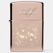 Rose Gold Floral Monogram Name