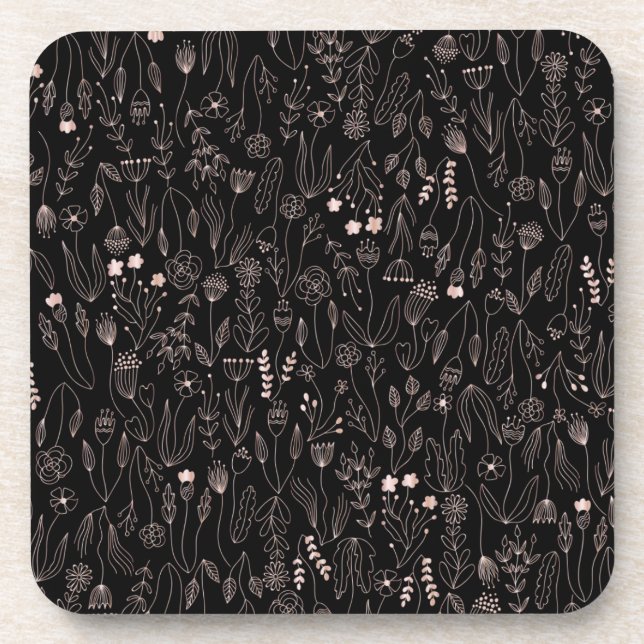 Rose Gold Floral Pattern Coaster (Front)