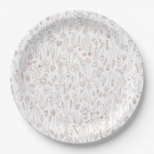 Rose Gold Floral Pattern Paper Plate