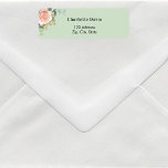 Rose gold floral sage green return address  return address label<br><div class="desc">A sage green background. Decorated with a rose gold and blush pink rose,  floral and eucalyptus greenery and faux gold foliage.  Personalise and add your name and address. Black letters.</div>