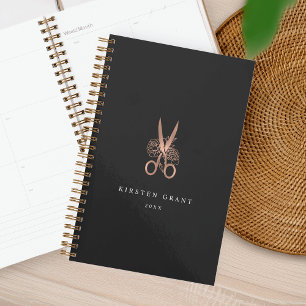 Rose Gold Floral Scissors Salon Logo Planner