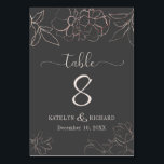 Rose gold floral silhouette wedding Table Card<br><div class="desc">Rose gold floral silhouette minimalist wedding design.
Wedding reception table number card designed with elegant,  stylish rose gold floral outlines.
Fully customisable.
For more advanced personalisation of the design,  select the "Click to customise further" button at the bottom of the “Personalise” list.
Full range of items available.</div>