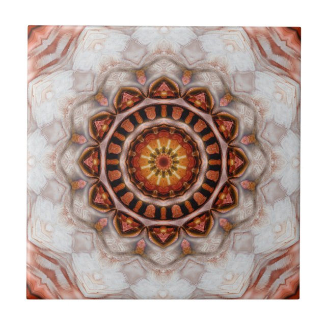 Rose Gold Floral Star Geometric Pattern Tile (Front)