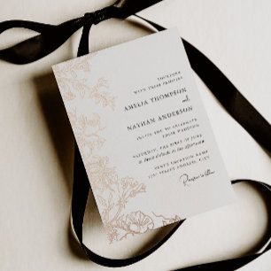 Rose Gold Floral Wedding Foil Invitation