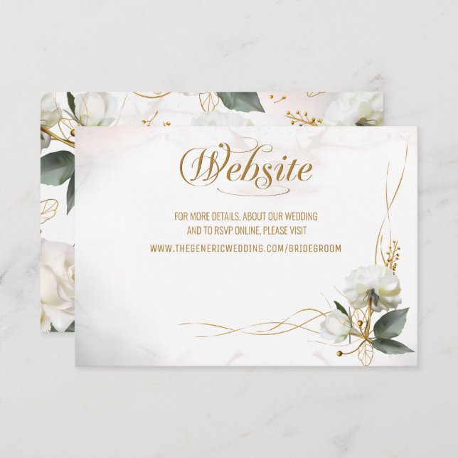 Rose Gold Floral Wedding Website Enclosure Card (Front/Back)
