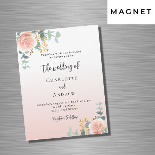 Rose gold florals greenery luxury wedding magnetic invitation