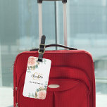 Rose gold florals monogram elegant luggage tag<br><div class="desc">A white background. Decorated with watercolored rose gold flowers and greenery.  Personalise and add your first name,  monogram initials and full name on the front,  contact info on the back.</div>