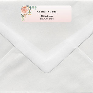 Rose gold flower greenery return address  label