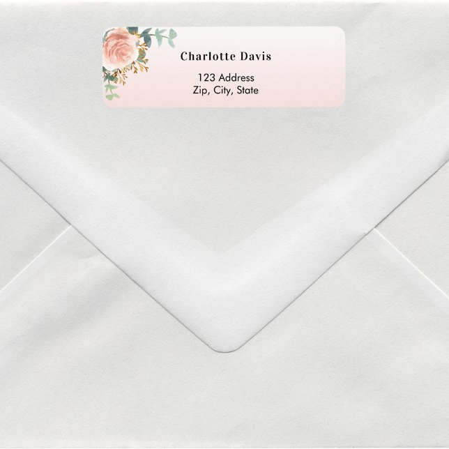 Rose gold flower greenery return address  label (Creator Uploaded)