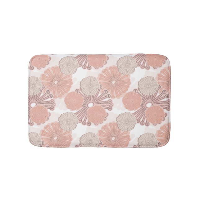 Rose Gold Flower Pattern Bath Mat (Front)