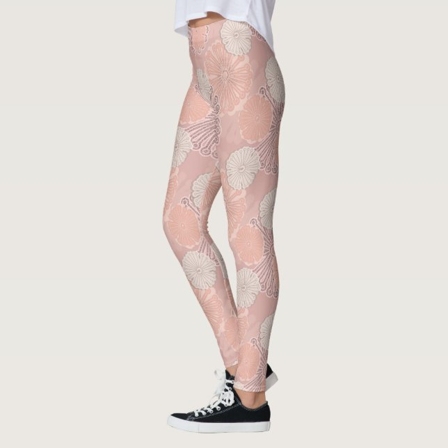 Rose Gold Flower Pattern Leggings (Left)