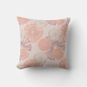 Rose Gold Flower Pattern & Monogram Cushion