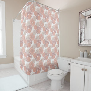 Rose Gold Flower Pattern Shower Curtain