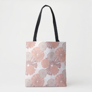 Rose Gold Flower Pattern Tote Bag