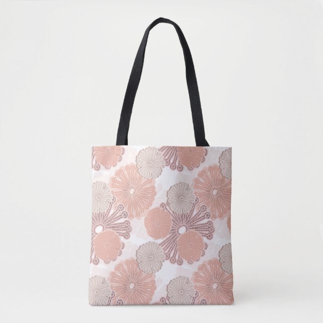 Rose Gold Flower Pattern Tote Bag (Front)