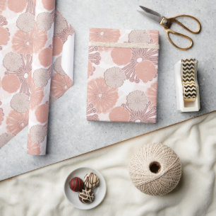 Rose Gold Flower Pattern Wrapping Paper