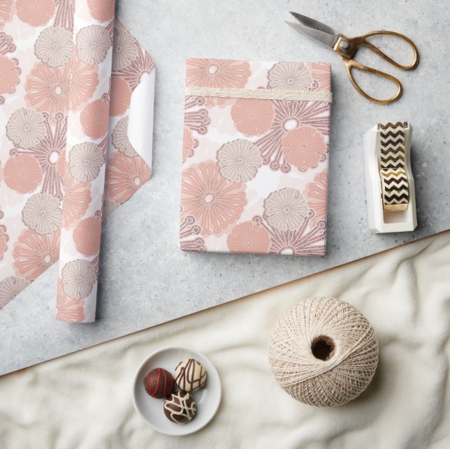 Rose Gold Flower Pattern Wrapping Paper (Crafts)