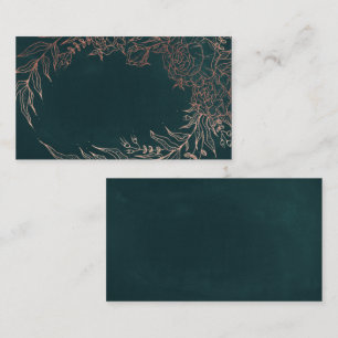 Rose Gold Flower Wreath Emerald Green Wedding Place Card