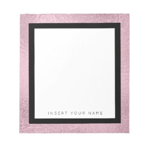 Rose Gold Foil and Black Border Notepad 5.5" x 6"