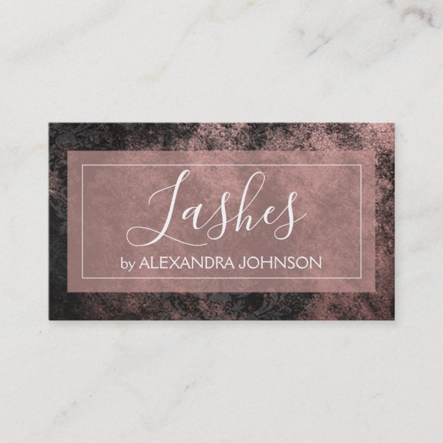 Rose Gold Foil and Black Trendy Eyelashes Business Card (Front)