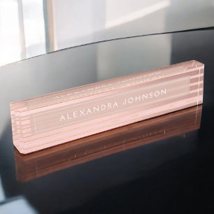 Rose Gold Foil and Burgundy with Gold Stripes Nameplate