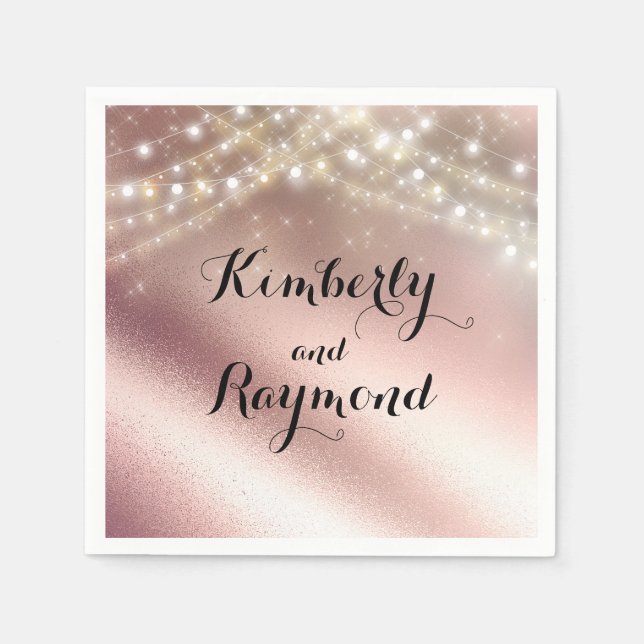 Rose Gold Foil and Lights Dreamy Romantic Napkin (Front)