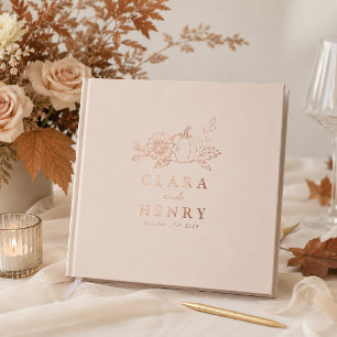 Rose Gold Foil Autumn Rust Wedding Guest Book