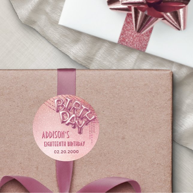 Rose Gold Foil Balloons Birthday Classic Round Sticker (Creator Uploaded)