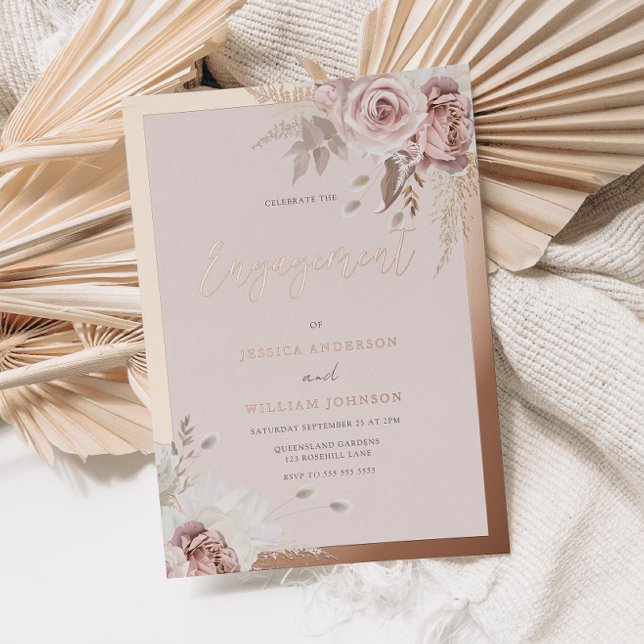 Rose Gold Foil Blush Floral Engagement Party (Creator Uploaded)