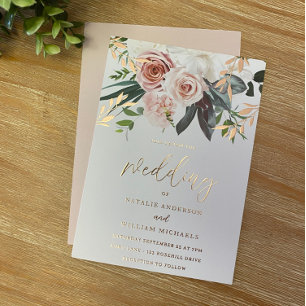 Rose Gold Foil & Blush Flowers Wedding